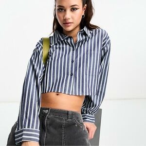 Brand new cotton on cropped dad shirt striped